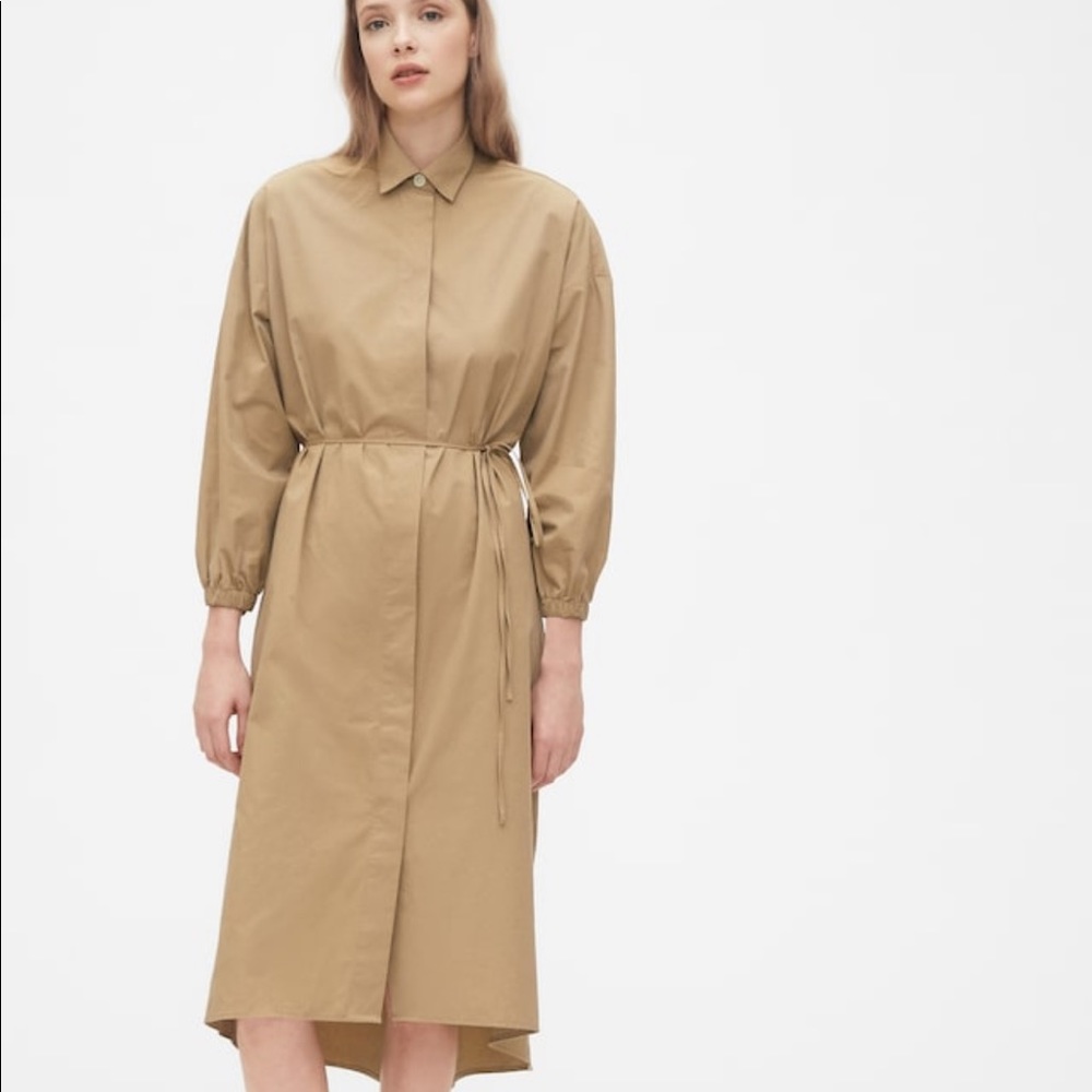 GAP Three Quarter Sleeve Midi Shirtdress